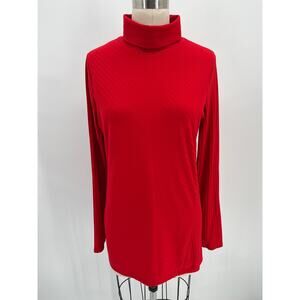 SALE Athleta Essence Ribbed Turtleneck Sz M Red Long Sleeve Shirt Top